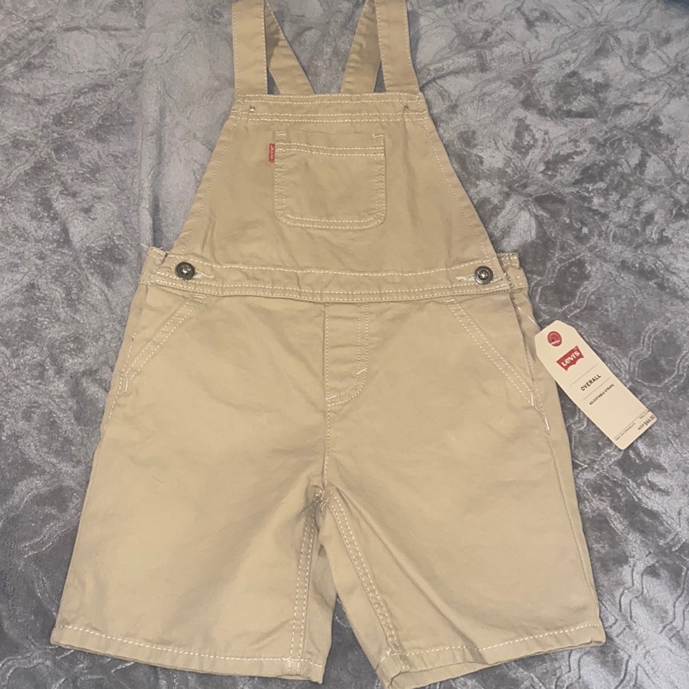 Levi’s khaki overalls shorts size 4t nwt - Picture 1 of 4